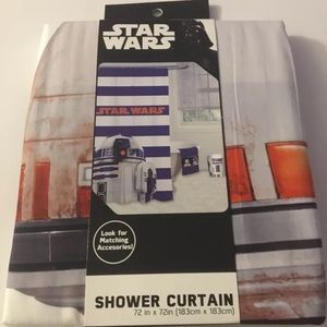 Star Wars Striped Shower Curtain R2-D2 and BB-8